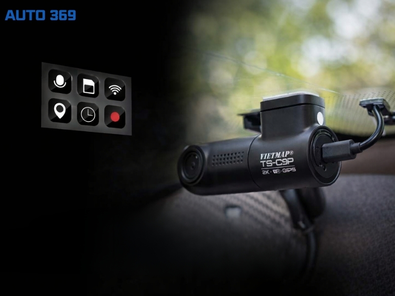 Camera hành trình Vietmap TS-C9P có tính năng ghi âm, GPS, và Wi-Fi.